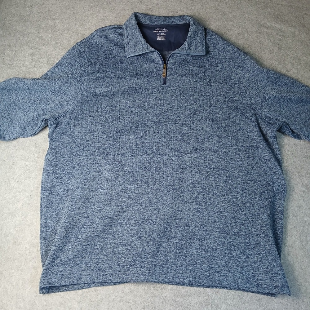 Haggar Pullover Mens 3XLT Blue Cool‎ 18 Tec Stretch Comfort Quarter Zip Sweater